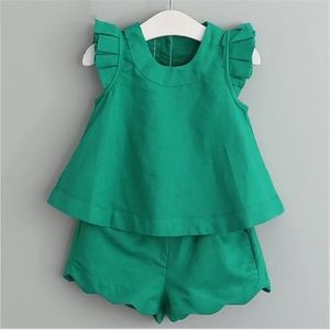 GREEN - Adorable and Flirty 2-pc Toddler Set
